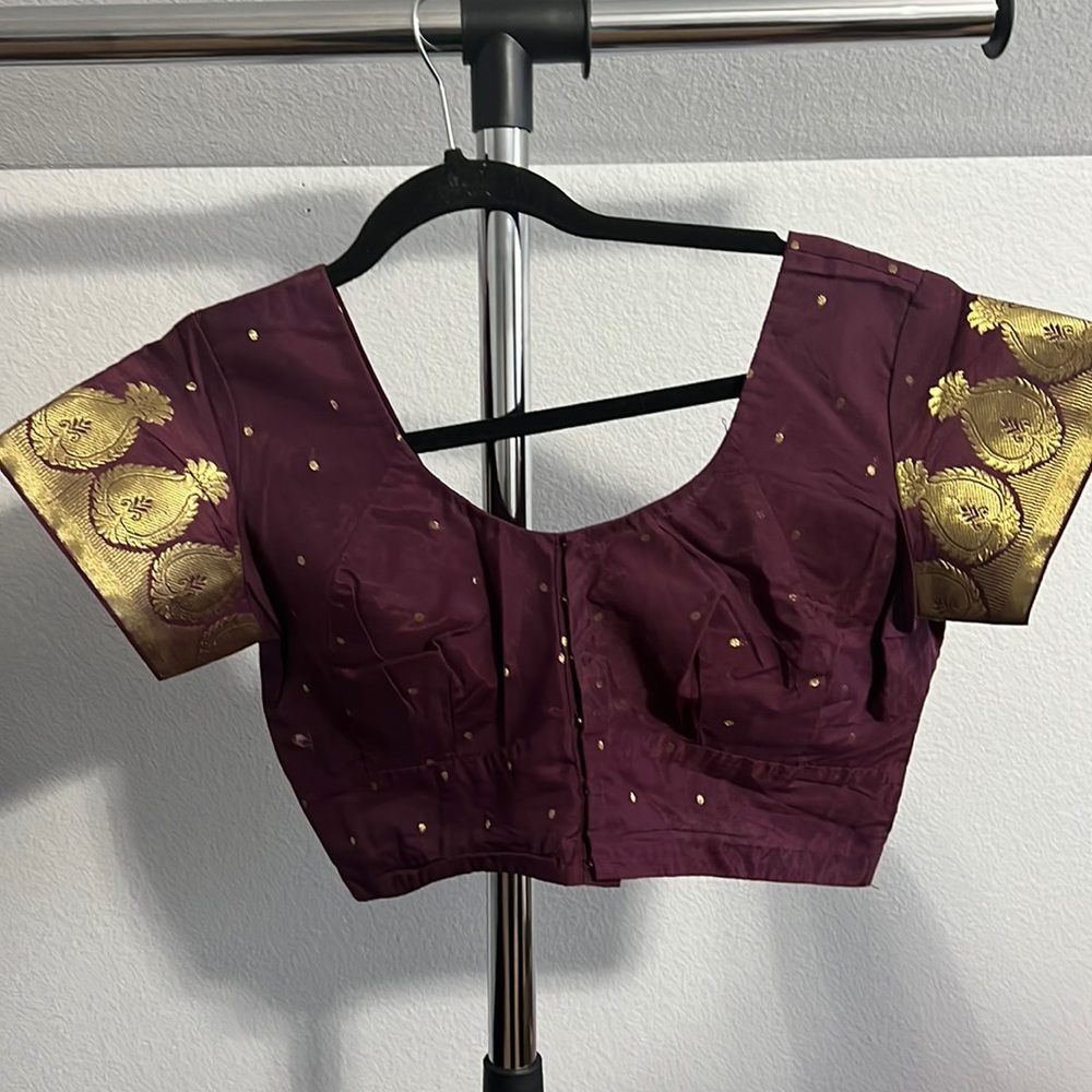 Never worn Gold, purple and brown cotton silk saree